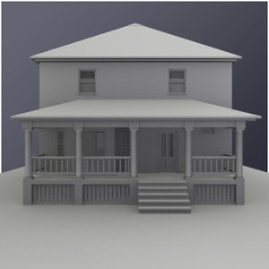 3d model traditional american square house architecture