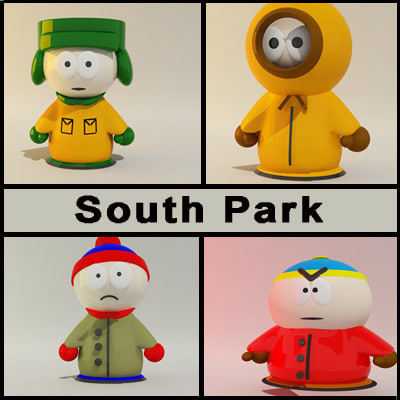 south park characters main turbosquid c4d