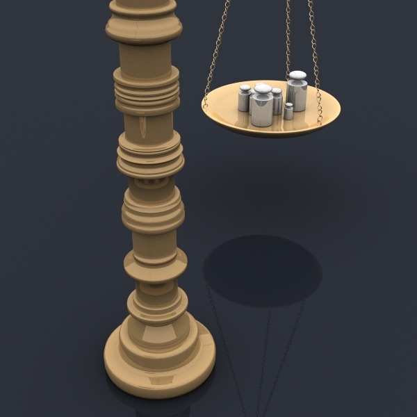 balance scales gold coins 3d max