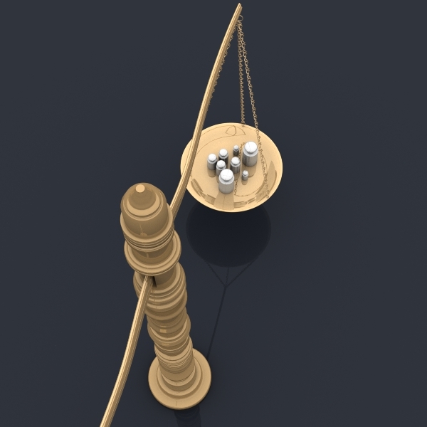 balance scales gold coins 3d max