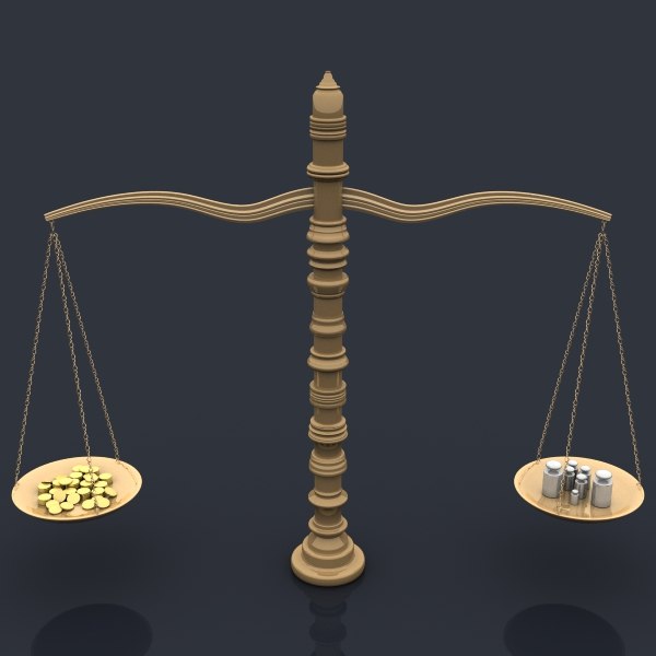 balance scales gold coins 3d max