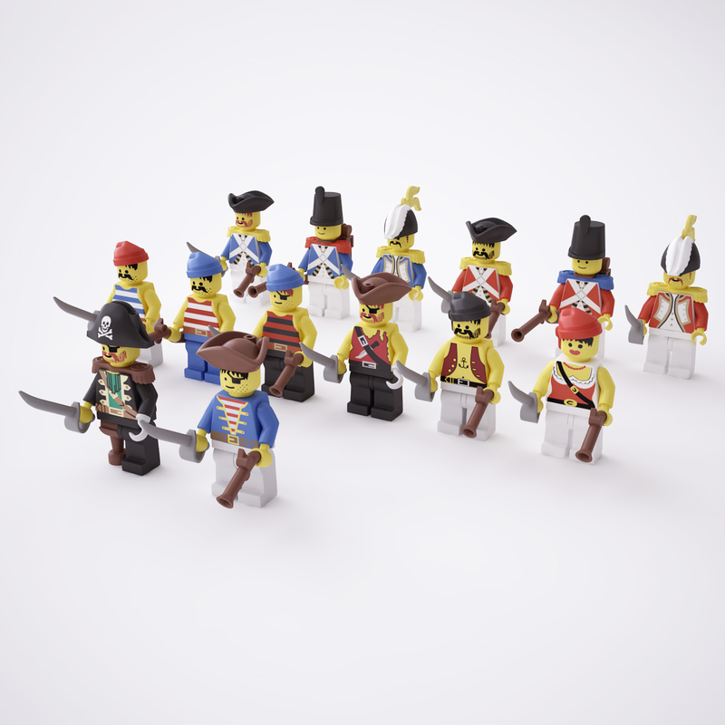 rigged lego pirate minifigs 3d 3ds