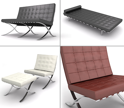 modelo 3d Silla Barcelona, Otomana & Day Bed. - TurboSquid 487771