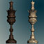 chess set carved wooden board 3d model