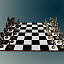 chess set carved wooden board 3d model