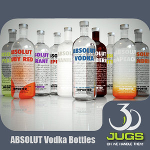 absolut vodka bottles 3d model