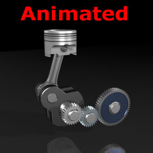 3d piston gears animate crank