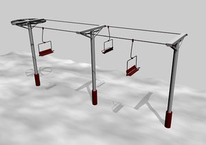 3d model simple ski lift chair