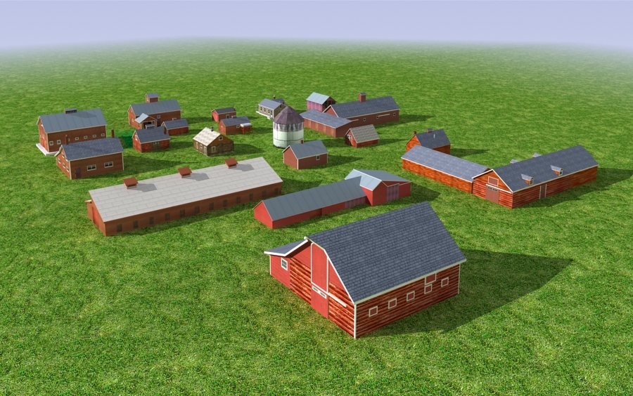 3d Model Group Old Wood Barns