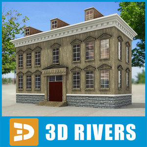 small town house building 3d 3ds