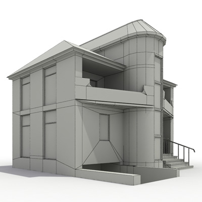 small town house building 3d model