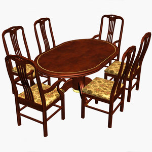 3d dining chairs wood table