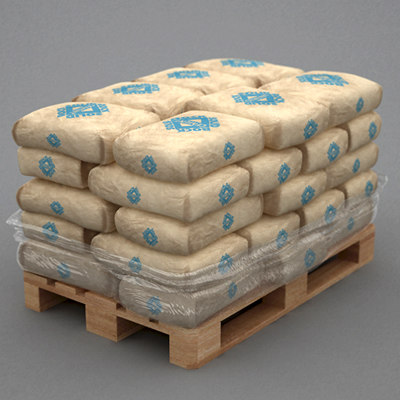 3d model pallet cement bags