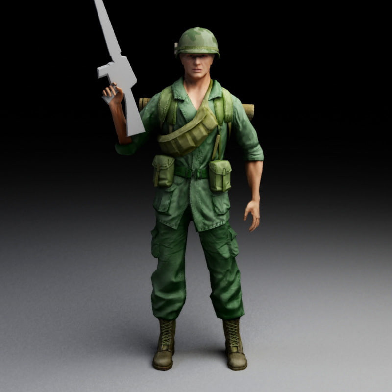 3ds max vietnam war soldier rigged biped