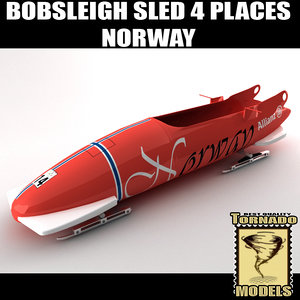 bobsleigh sled 4 places 3d model