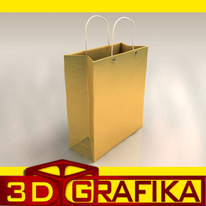 gift bag golden christmas 3d model
