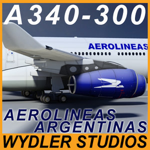 a340-300 aerolineas argentinas 3d 3ds