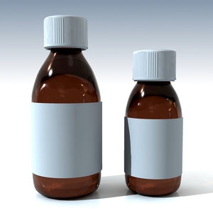 3d glass syrup bottles model