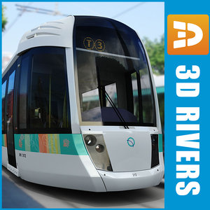 3d contemporary paris tram tramways