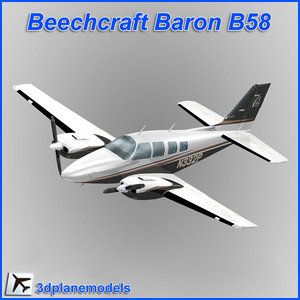 3d model beechcraft baron b58 private