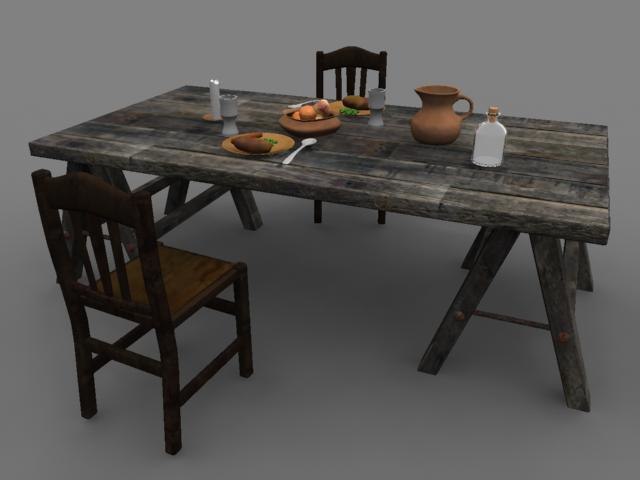 medieval dinner picnic table 3d ma