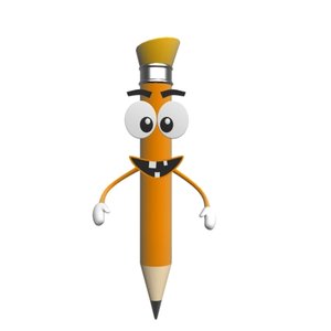 3d cartoon pencil character