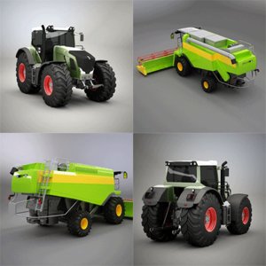 3dsmax tractor combine