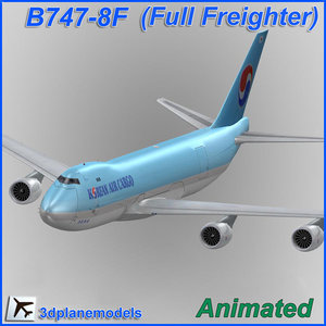 3d model b747-8 korean air cargo