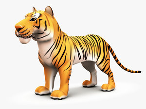 cartoon tiger 3d obj