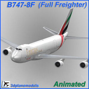 3ds max b747-8 emirates skycargo cargo plane