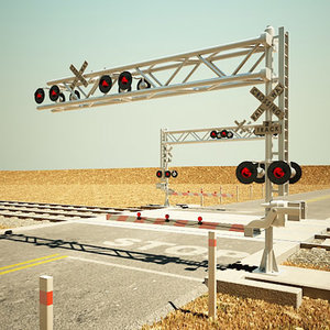 3d model railroad crossing road