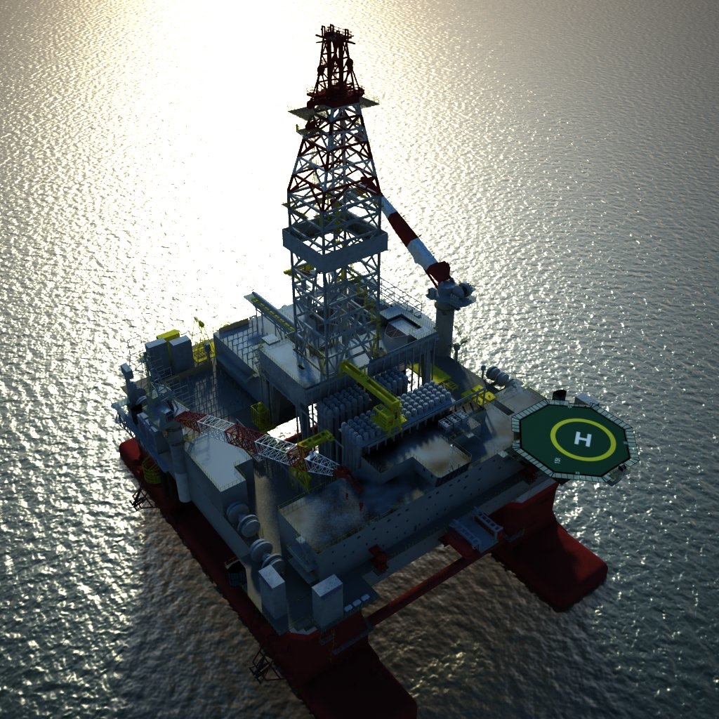 modèle 3D de plate-forme pétrolière semi-submersible - TurboSquid 513428