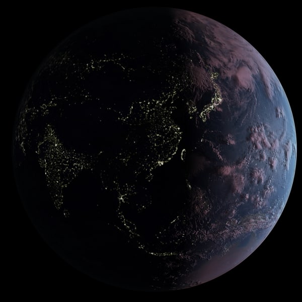 3d realistic earth day night