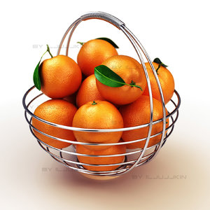 3d model basket oranges
