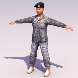 army female soldier 3d model