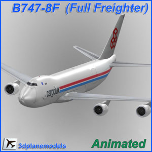 3d b747-8 cargolux cargo plane