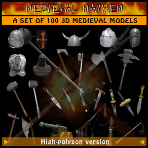 100 daggers swords 3d model