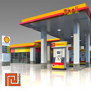 3d gas station shell
