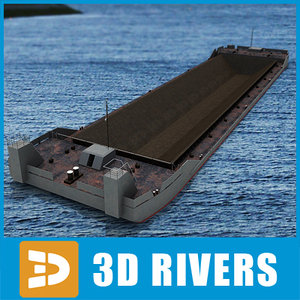 3ds max barge river transport cargo