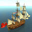 endeavour ship sailed 3d model