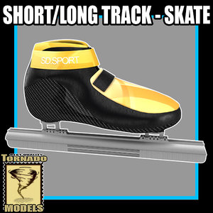 3d model short long track skates