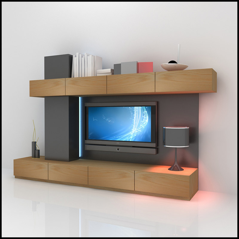 Modern Tv Wall Unit 3d 3ds