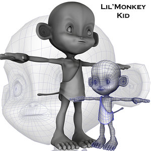 3d obj cartoon animation monkey kid