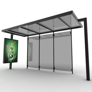 urban bus station shelters 3d model