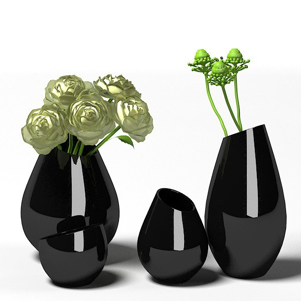 Milano Preto Vaso Moderno Vaso De Vidro Subiu Aces Modelo 3d Turbosquid 517483