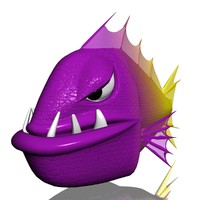 piranha cartoon 3d obj