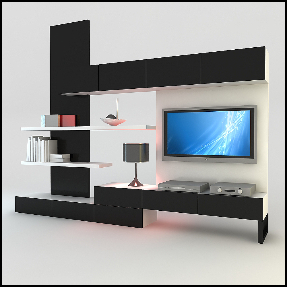 modern tv wall unit 3d max