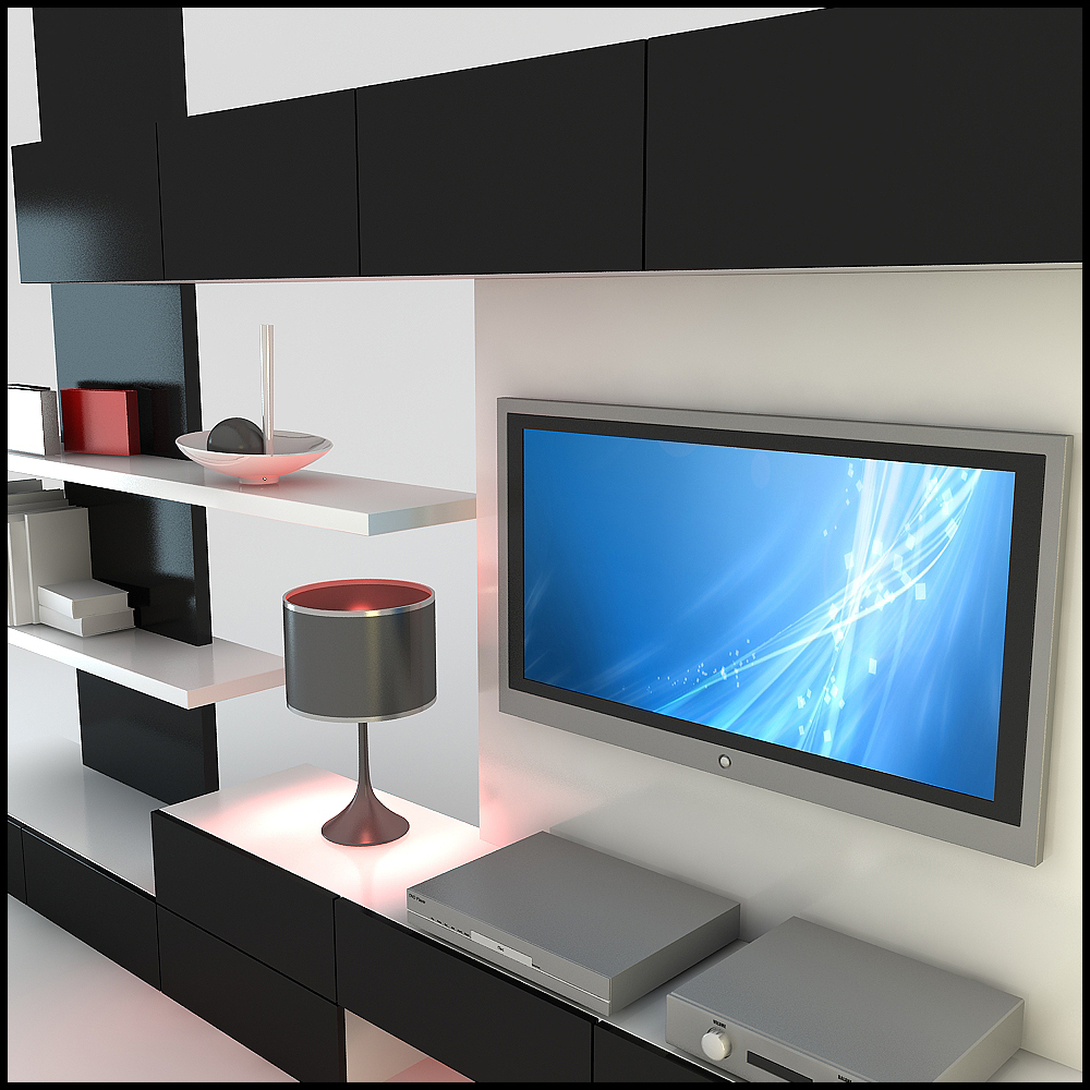 modern tv wall unit 3d max