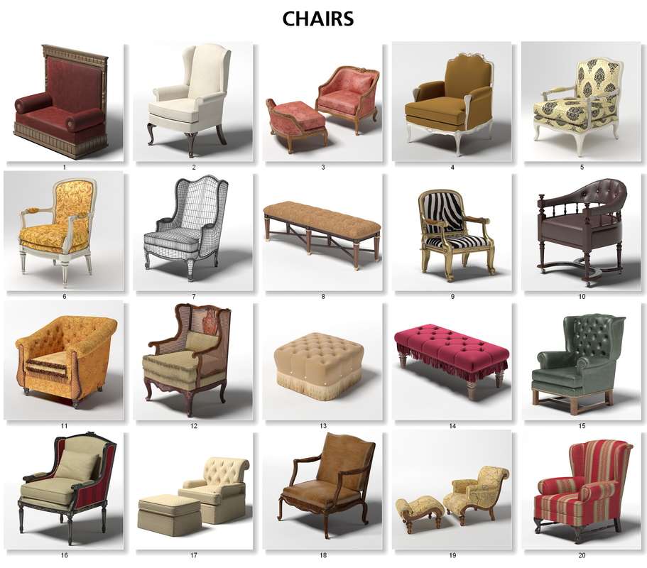 3d model furniture classical home decor