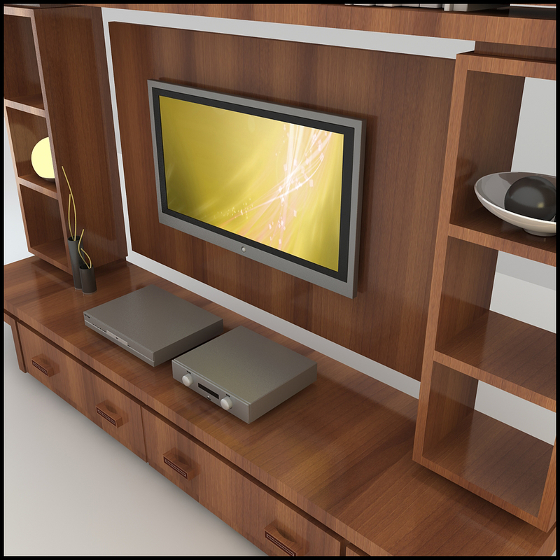 modern tv wall unit 3d model